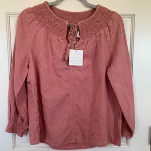 NWT Rachel Zoe Women’s Peasant Boho Blouse with Tassels Pink Size S